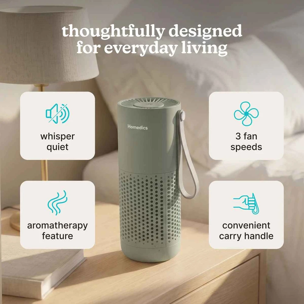 Drėkintuvas Homedics AP-P59GN-WW Whisper Pure Mini Air Purifier