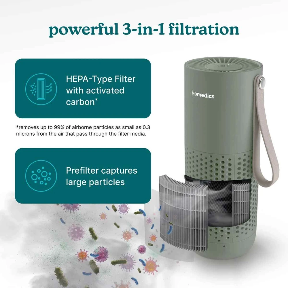 Drėkintuvas Homedics AP-P59GN-WW Whisper Pure Mini Air Purifier