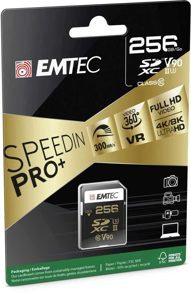 Emtec SDXC 256GB atminties kortelė originalioje pakuotėje