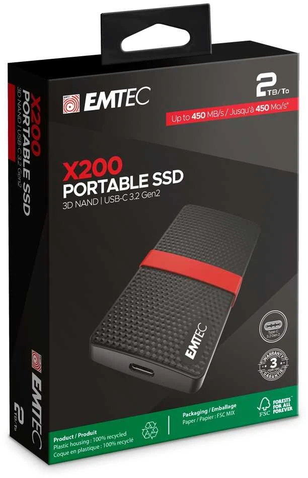 Kietasis diskas Emtec SSD 3.1 X200 1TB „Power Plus“ nešiojamas diskas