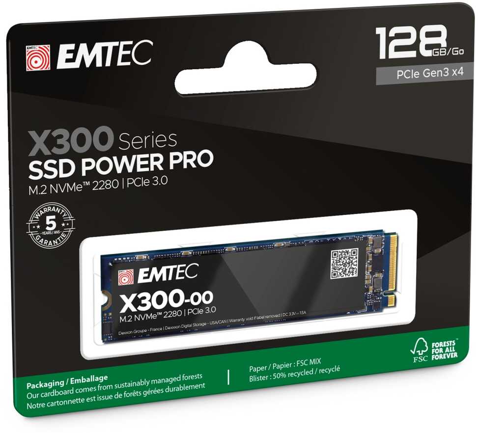 SSD Emtec X300 Power Pro 128GB M.2 2280 PCI- E x4 Gen3 NVME (ECSSD128GX300)