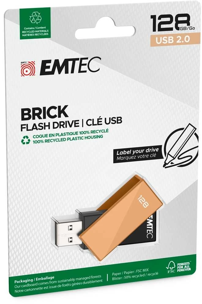 Pendrive Emtec Emtec C350 Brick pamięć USB 128 GB USB Typu-A 2.0 Juodas, Oranžinė