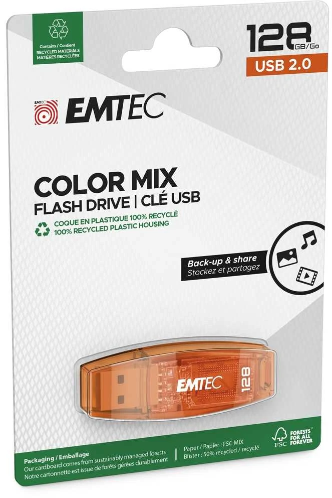 Oranžinis Emtec USB2.0 C410 128GB Oranžinis