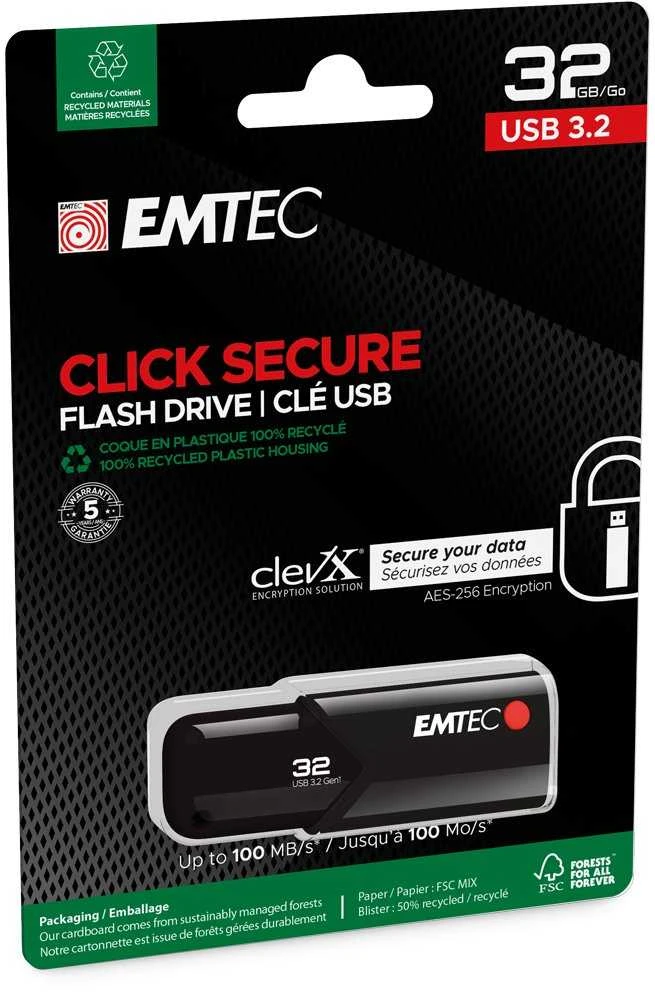 Atmintinė Emtec B120 Click Secure 32GB USB 3.2