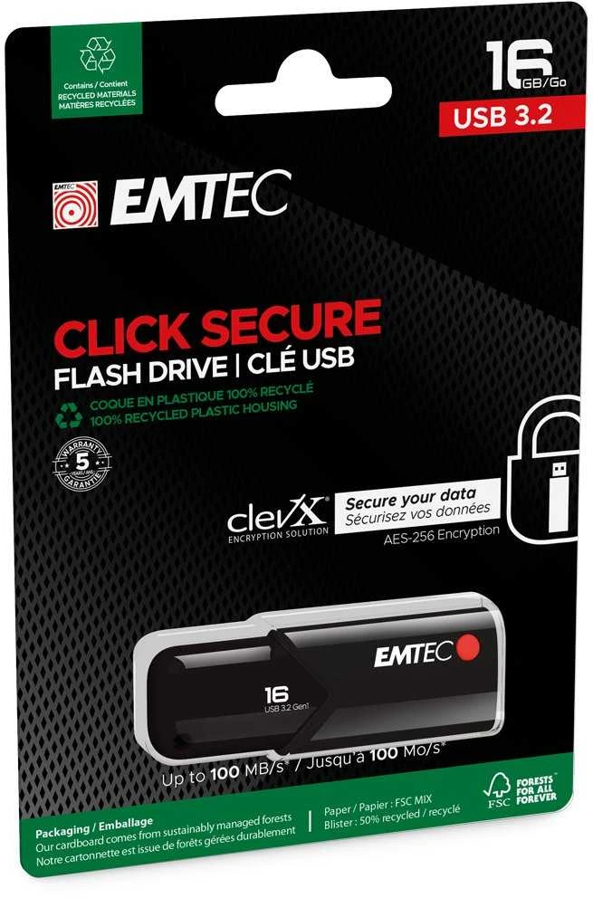 Emtec USB3.2 Spustelėkite Secure B120 16GB