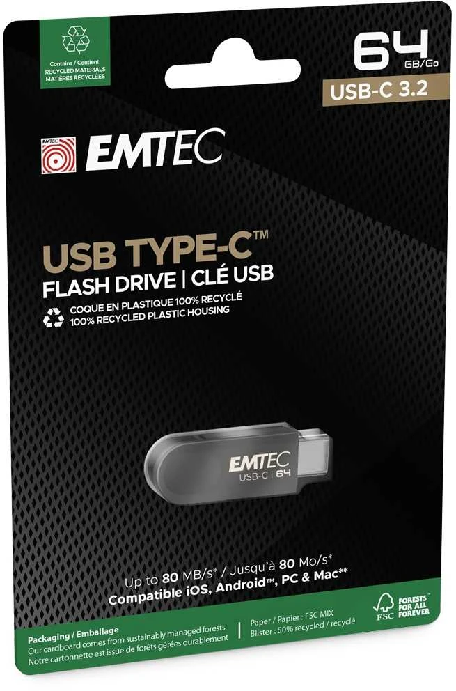 USB atmintinė Emtec Emtec USB3.2 Type-C Single C280 64GB