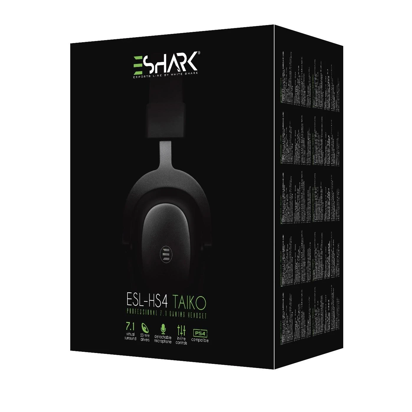 Žaidimų Ausinės eShark Taiko, atjungiamas mikrofonas, virtualus 7.1 erdvinis garsas, USB garso plokštė