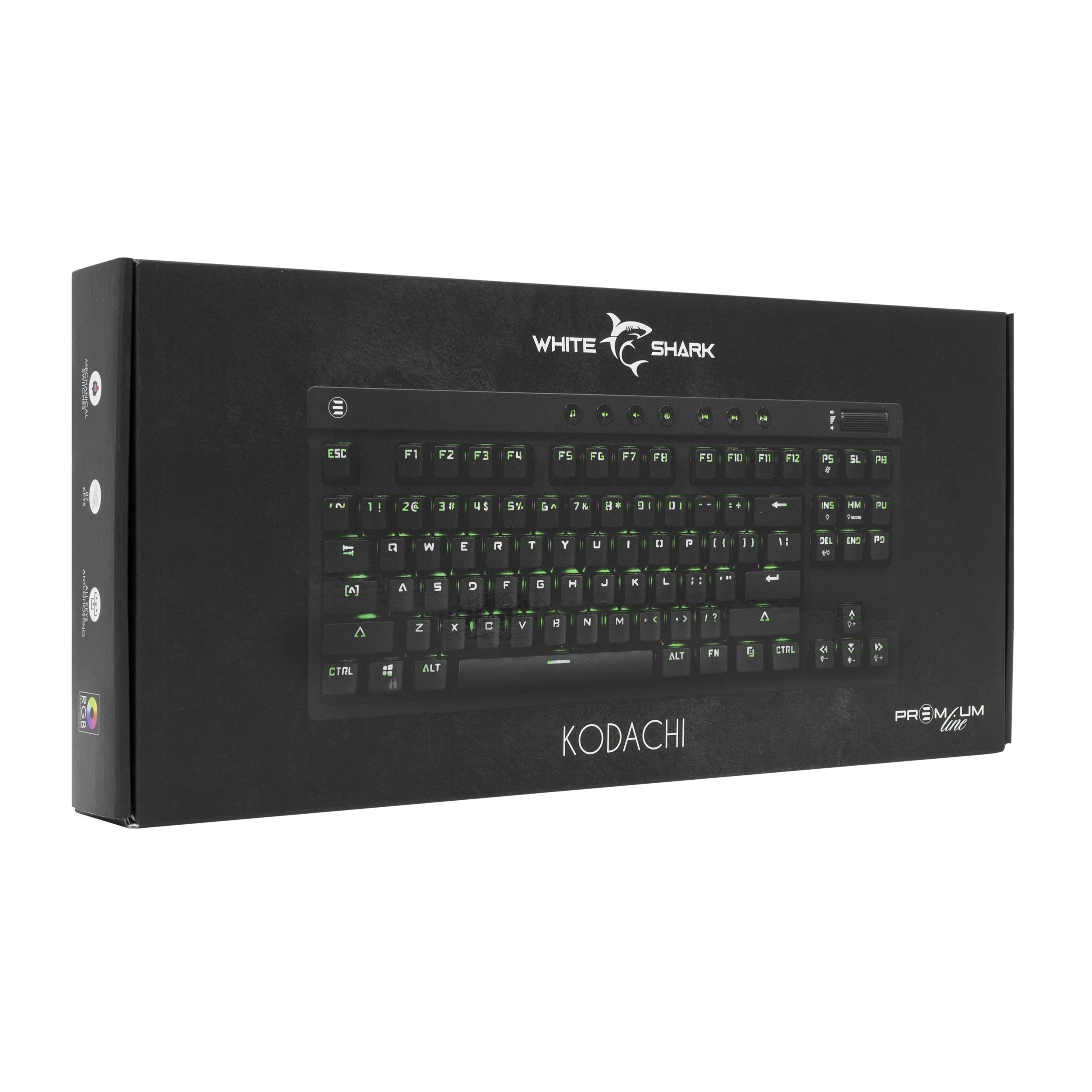 Mechaninė TKL RGB klaviatūra žaidimams eShark Kodachi, Red Switch (+10 Blue Switch), US išdėstymas