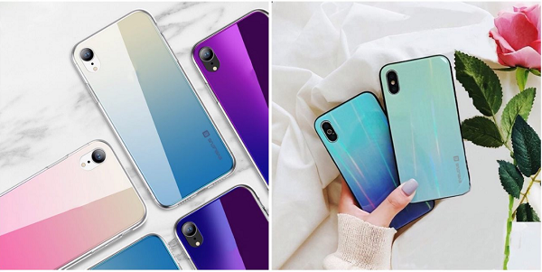 Dėklas Evelatus Samsung A7 2018 Gradient Glass Case 1 Mild Melon