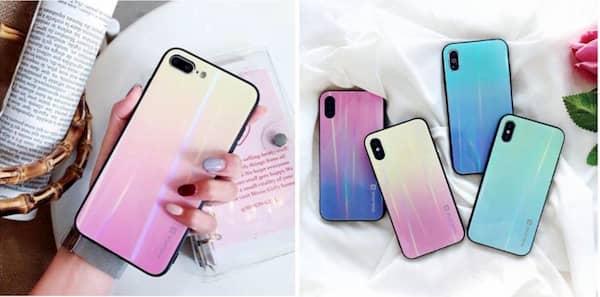 Dėklas Evelatus Samsung A7 2018 Gradient Glass Case 1 Mild Melon