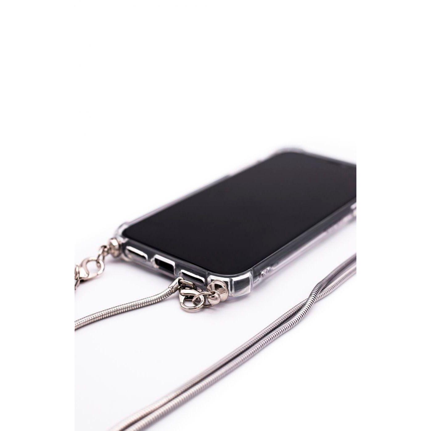 Dėklas Evelatus Xiaomi Redmi 8 Silicone Transparent with Necklace TPU Strap Sidabrinis