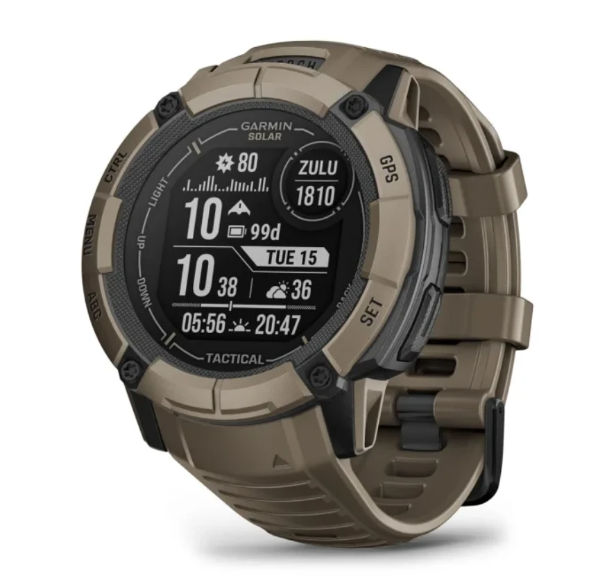 Išmanusis laikrodis Garmin Instinct® 2x Solar – Tactical Edition, Šviesiai rudos spalvos