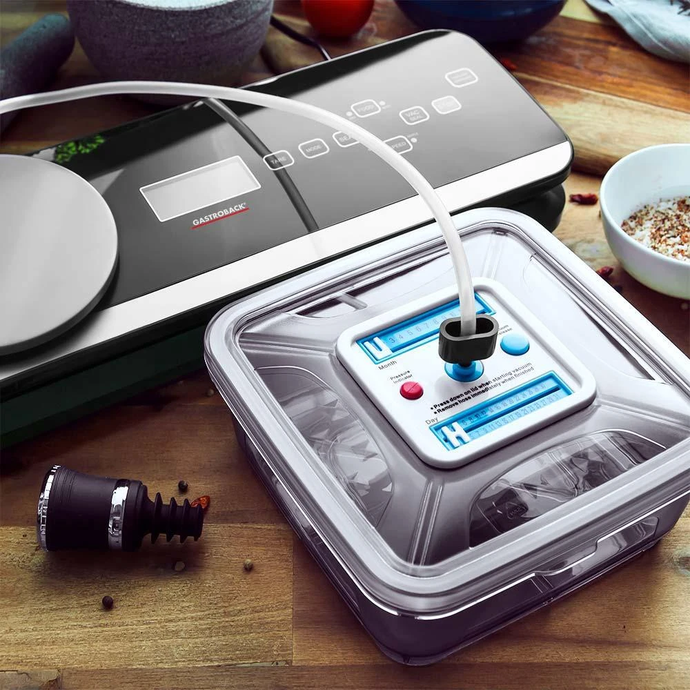 Virtuvinės svarstyklės Gastroback Advanced Scale Pro 46014 vakuuminis sandariklis. Pilnai automatinis arba rankinis, Juodas, 120 W.