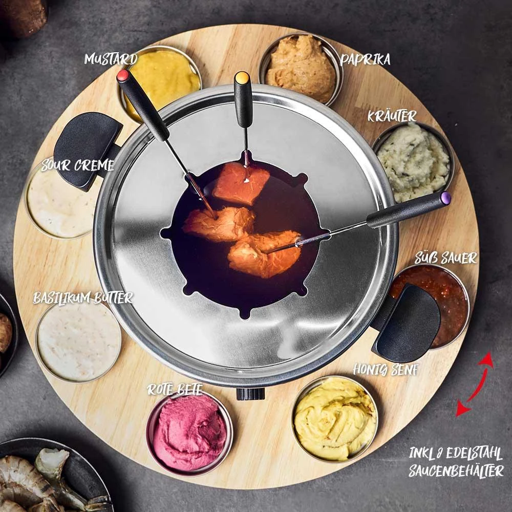 Gastroback 42566 Fondue Set Drehteller mit 8 SaucenbehÃ¤ltern