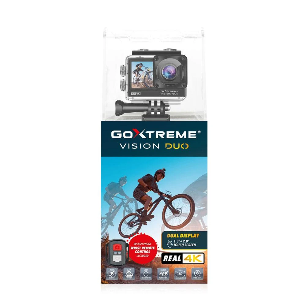 EASYPIX | GoXtreme Vision DUO 4K | Jutiklinis ekranas | Atsparus vandeniui | Wi-Fi