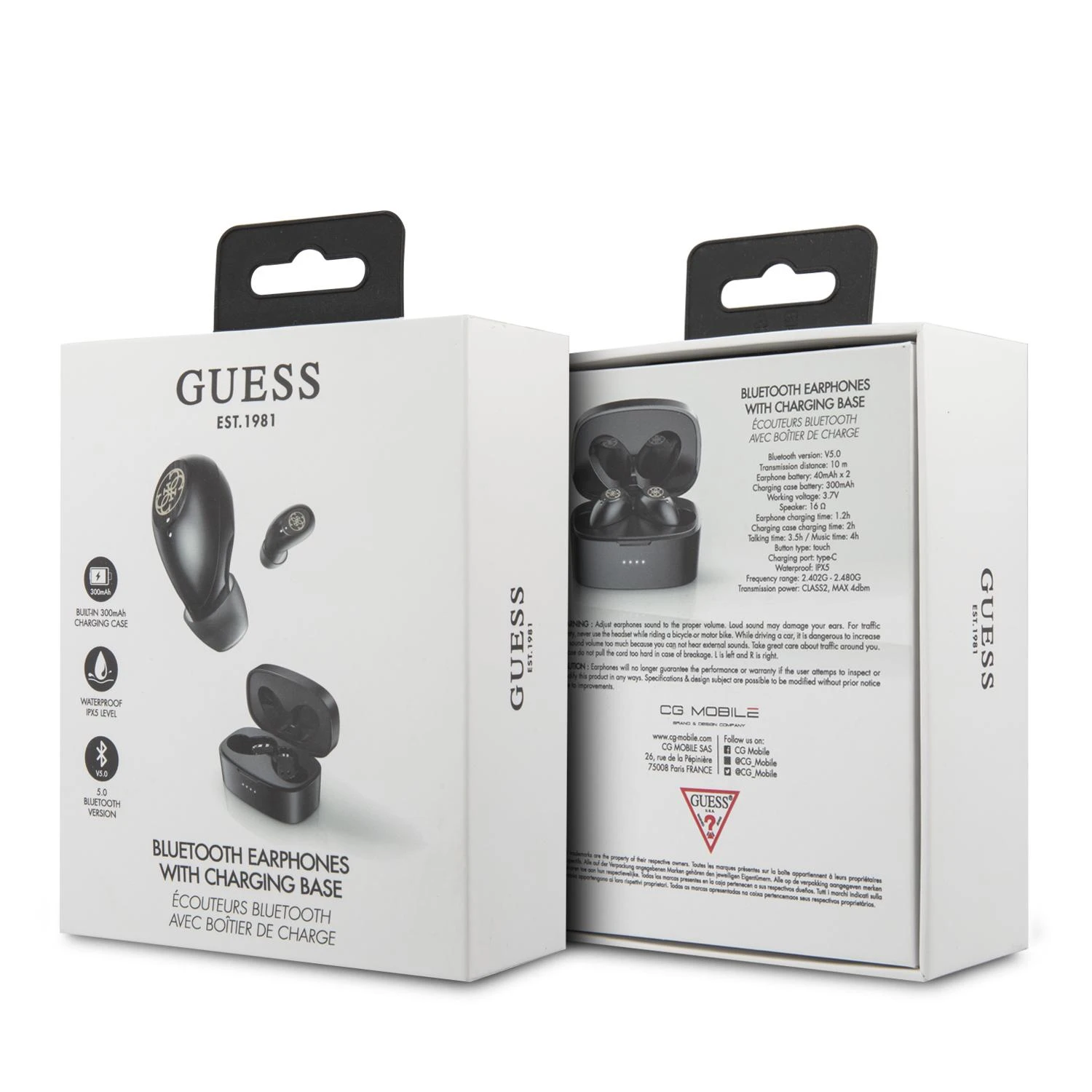 Guess Bluetooth Ausinės GUTWSJL4GBKTWS + Docking Station juodos spalvos 4G
