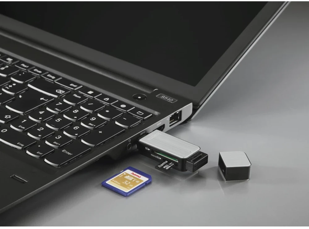 HAMA USB 3.0 Card Reader SD/Micro SD aliuminio sidabrinis