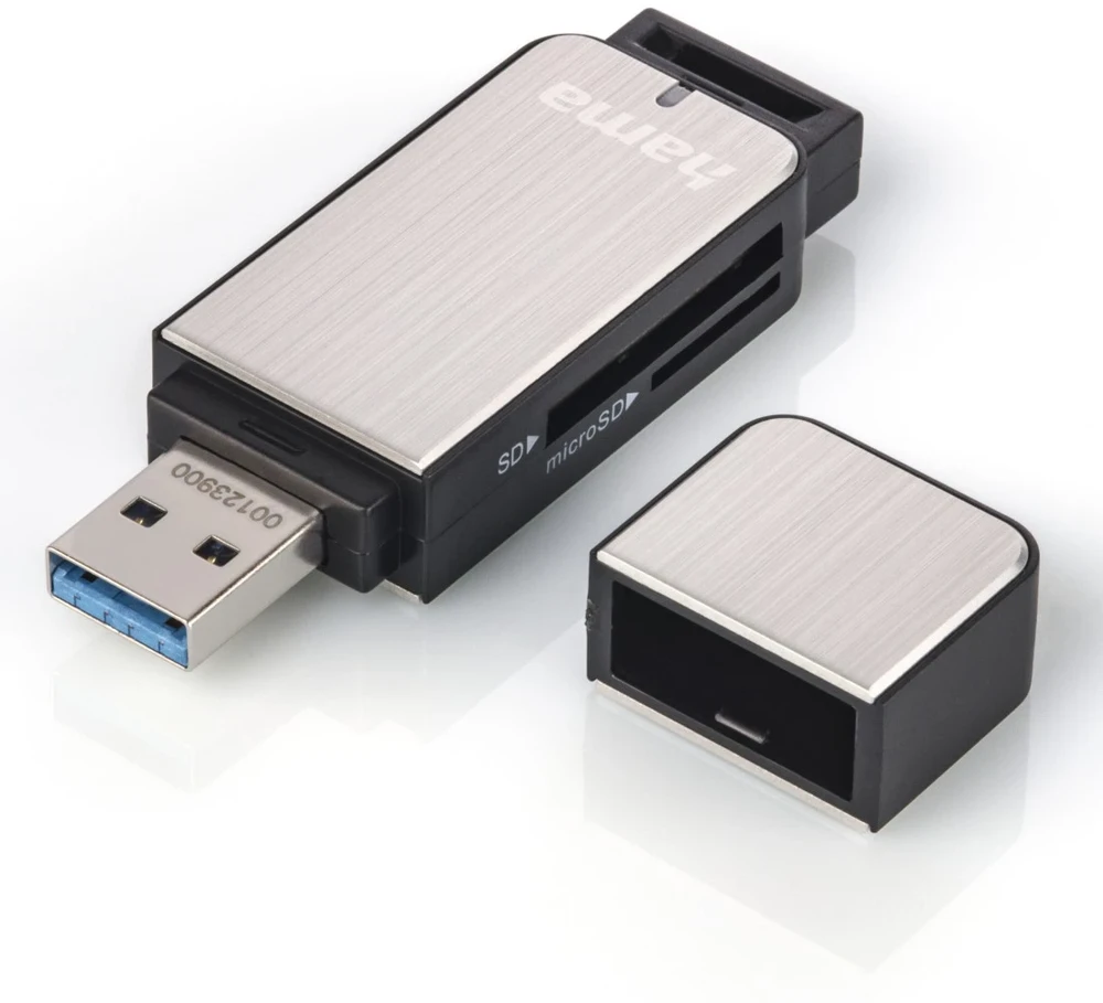 HAMA USB 3.0 Card Reader SD/Micro SD aliuminio sidabrinis