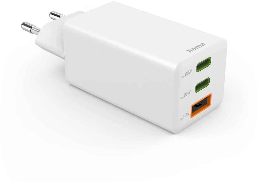 Hama 65W 2xUSB-C, 1xUSB-A PD do laptopa