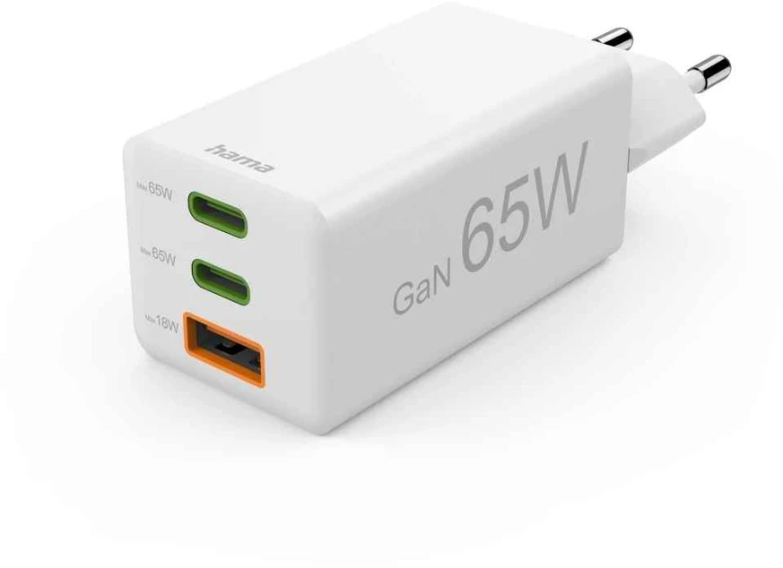 Hama 65W 2xUSB-C, 1xUSB-A PD do laptopa