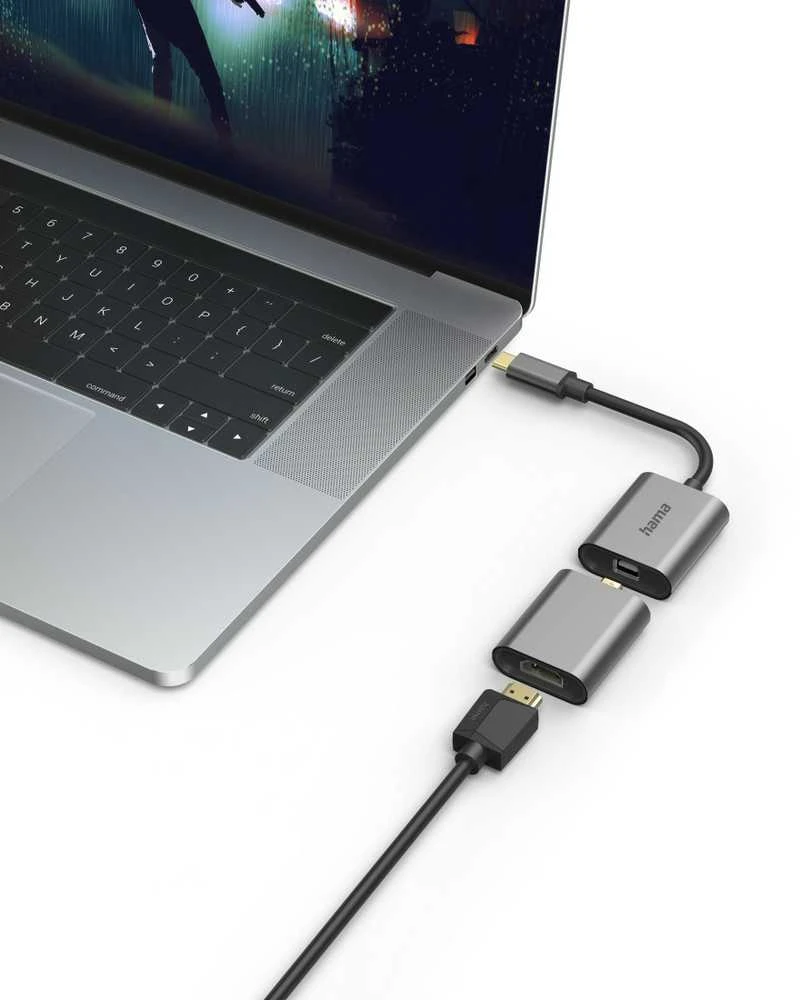 Hama USB-C į HDMI adapteris prijungtas prie kompiuterio