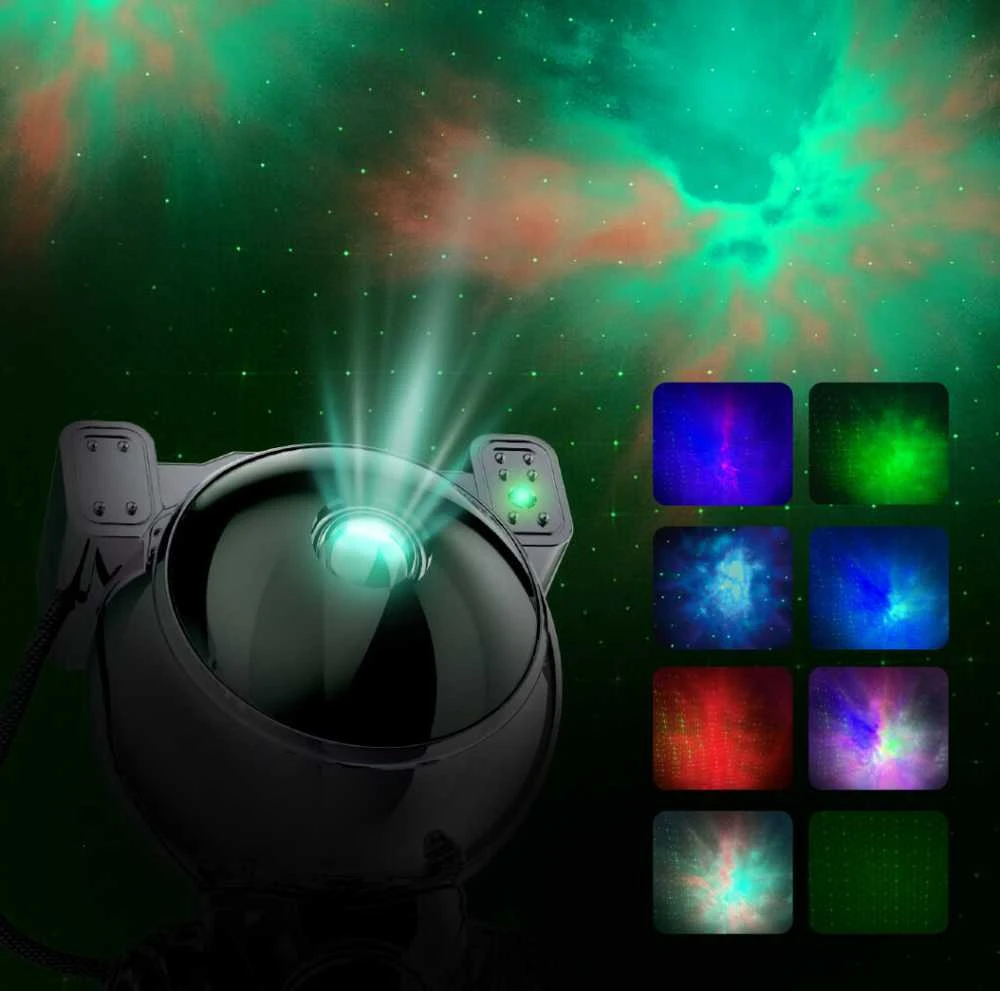 „Hawk HW-STAR02 Astronauto žvaigždės projektorius su laikrodžiu, „Ghrome Edition“