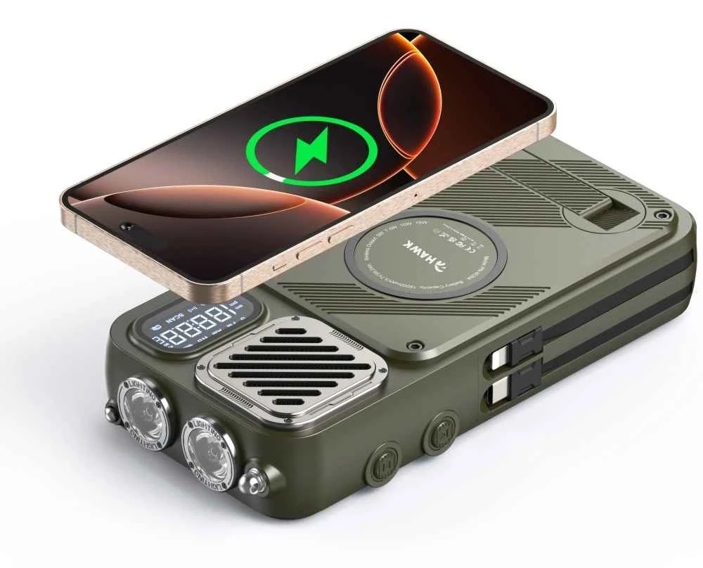 Hawk HWRDI440GN Radio Solar Dynamo With Powerbank, Juodas