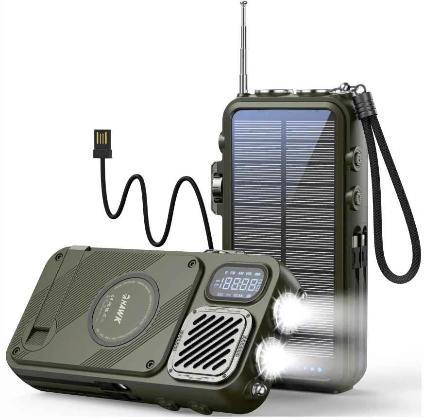 Hawk HWRDI440GN Radio Solar Dynamo With Powerbank, Juodas