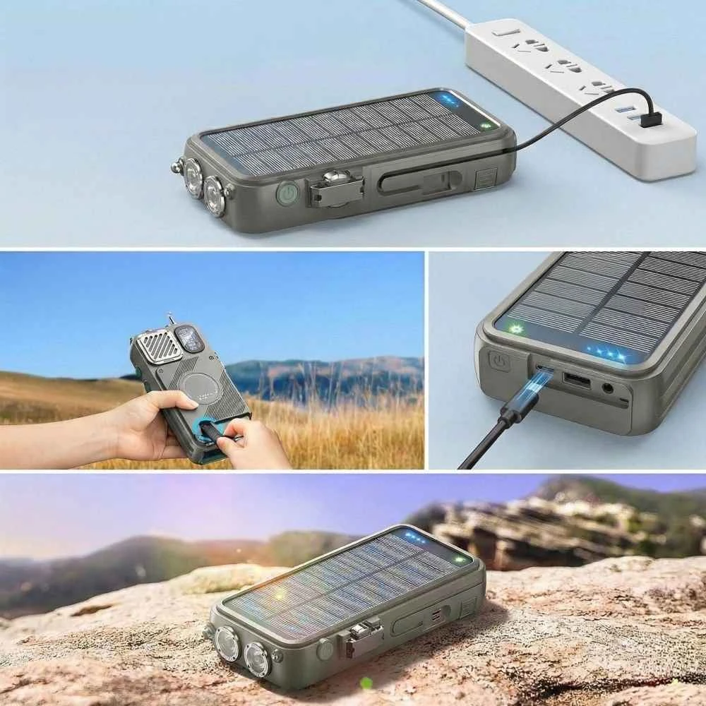 Hawk HWRDI440GN Radio Solar Dynamo With Powerbank, Juodas