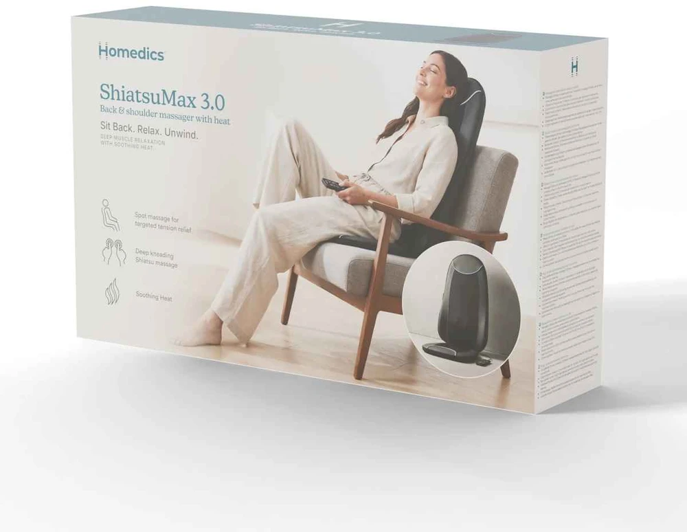 Homedics CBS-2026-EB Shiatsu Max 3.0 Back & Shoulder Massager With Heat