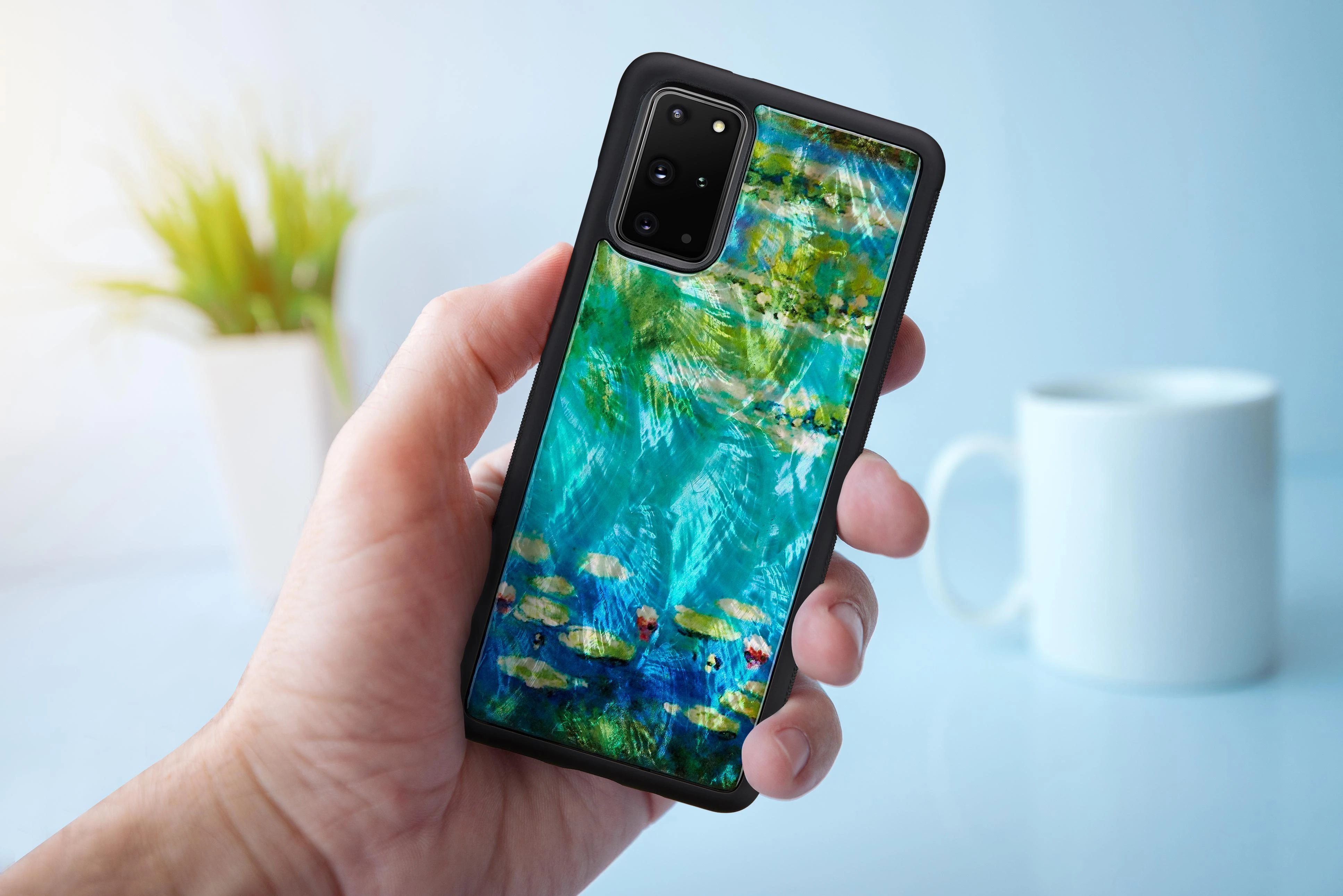 Dėklas iKins case for Samsung Galaxy S20+ water lilies juodas