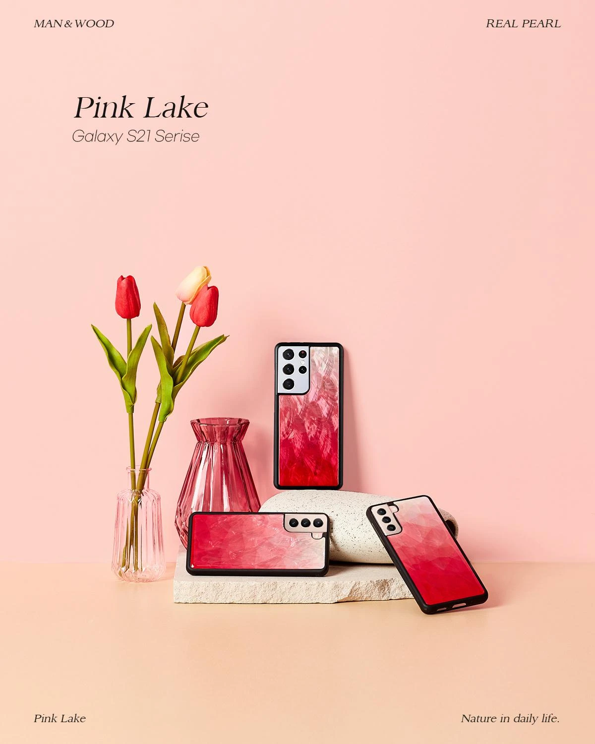 Dėklas iKins case for Samsung Galaxy S21+ pink lake juodas