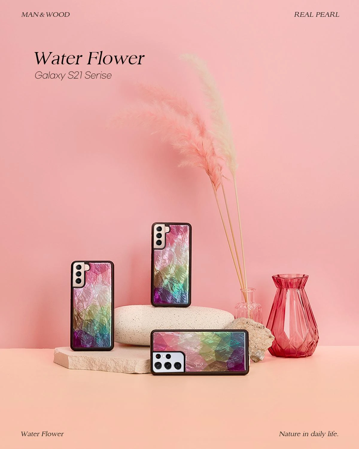 Dėklas iKins case for Samsung Galaxy S21+ water flower juodas