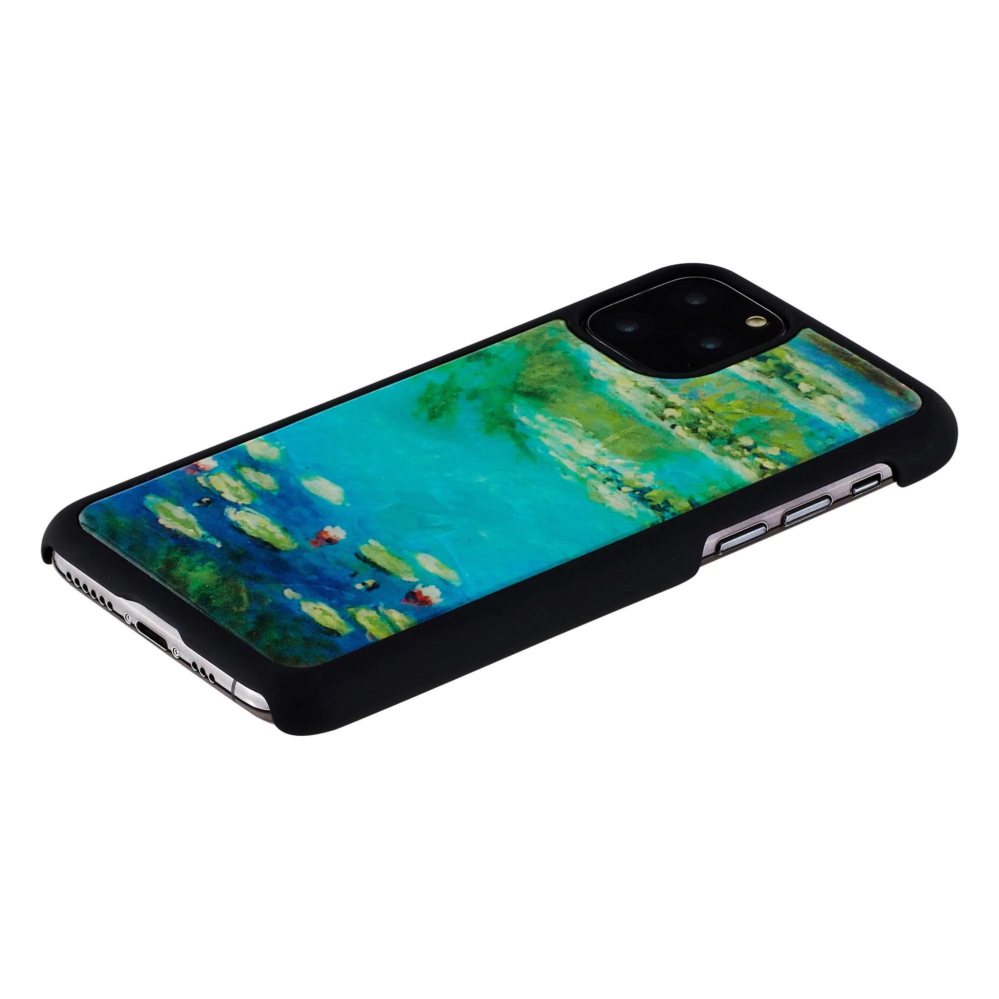 Ikins Telefono dėklas iPhone 11 Pro, juodas su vandens lelijomis