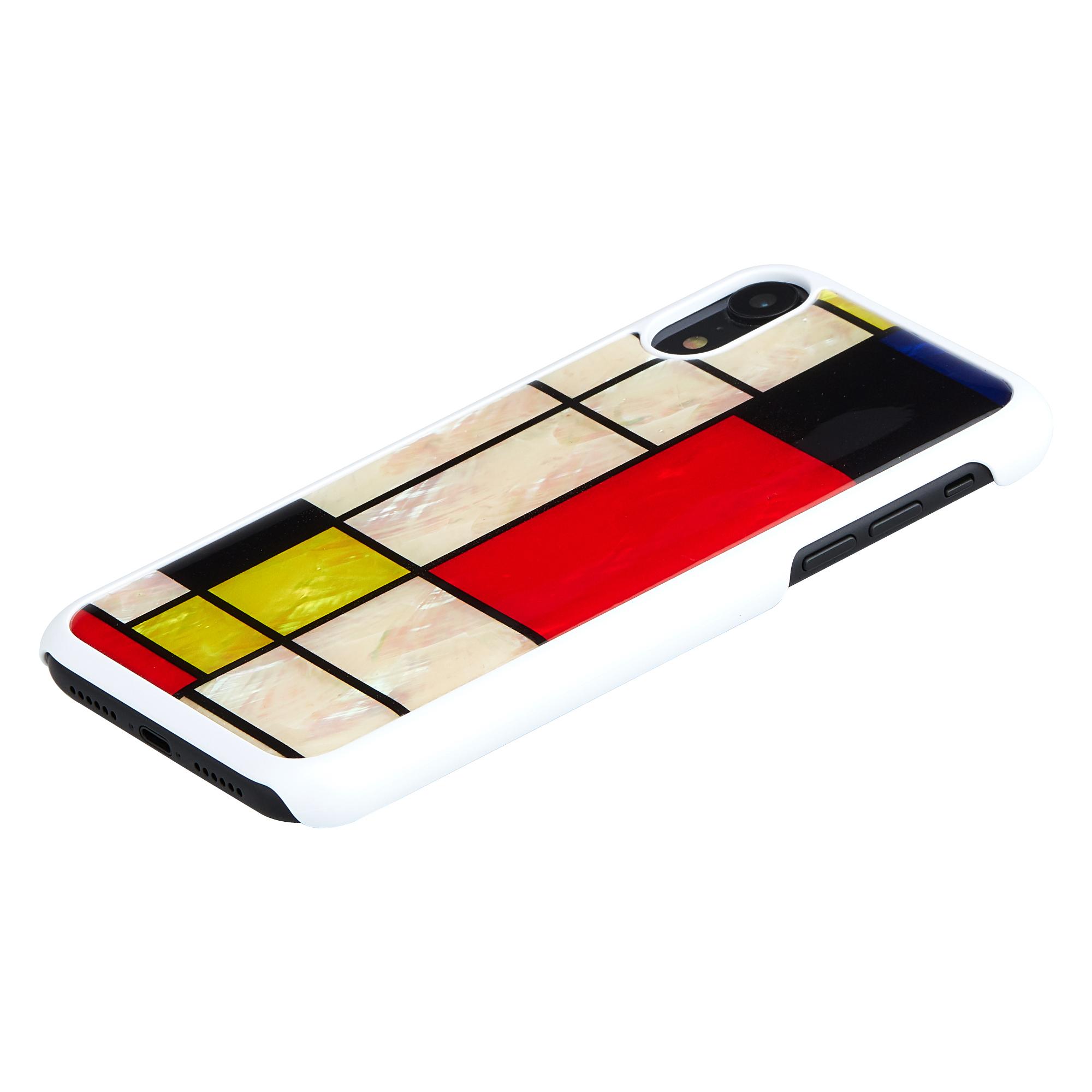 Ikins Telefono dėklas iPhone XR, baltas su mondriano raštu
