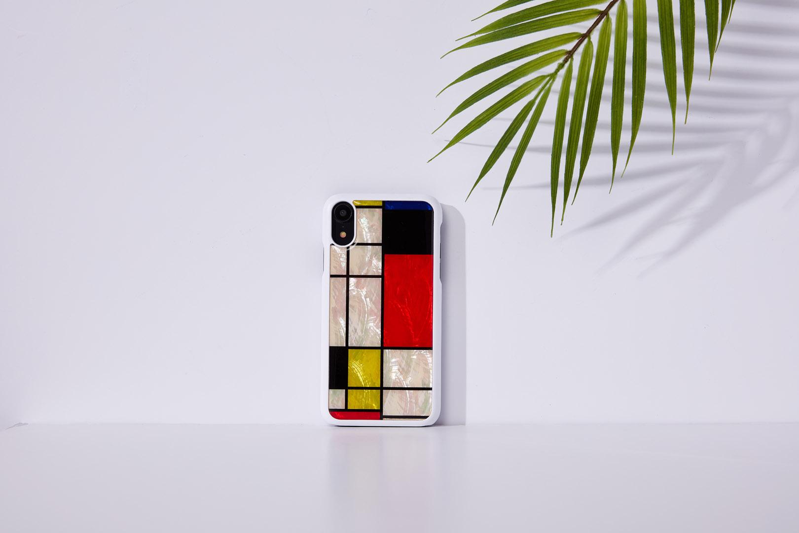 Ikins Telefono dėklas iPhone XR, baltas su mondriano raštu