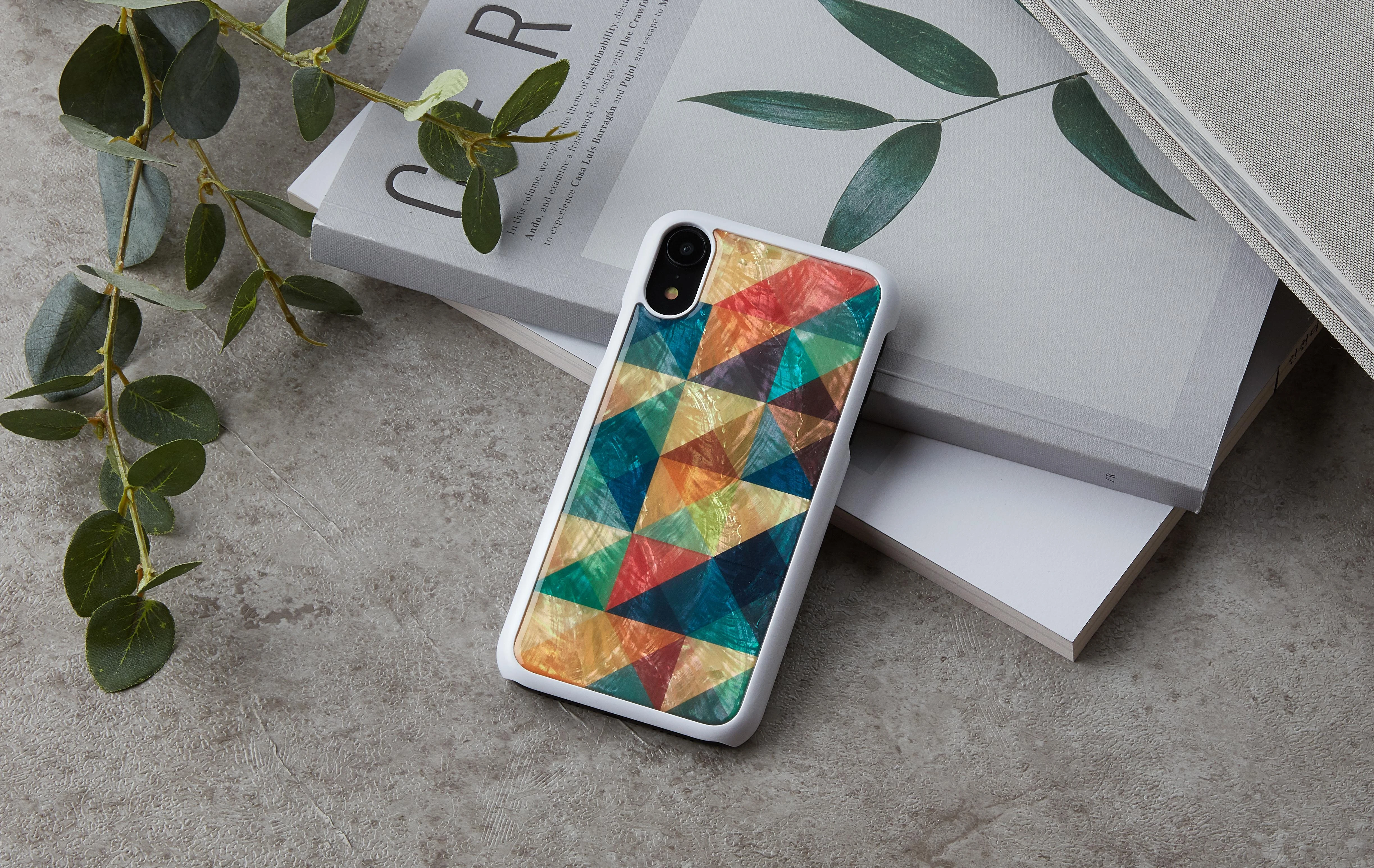 Ikins Telefono dėklas iPhone XR, mozaikinis baltas