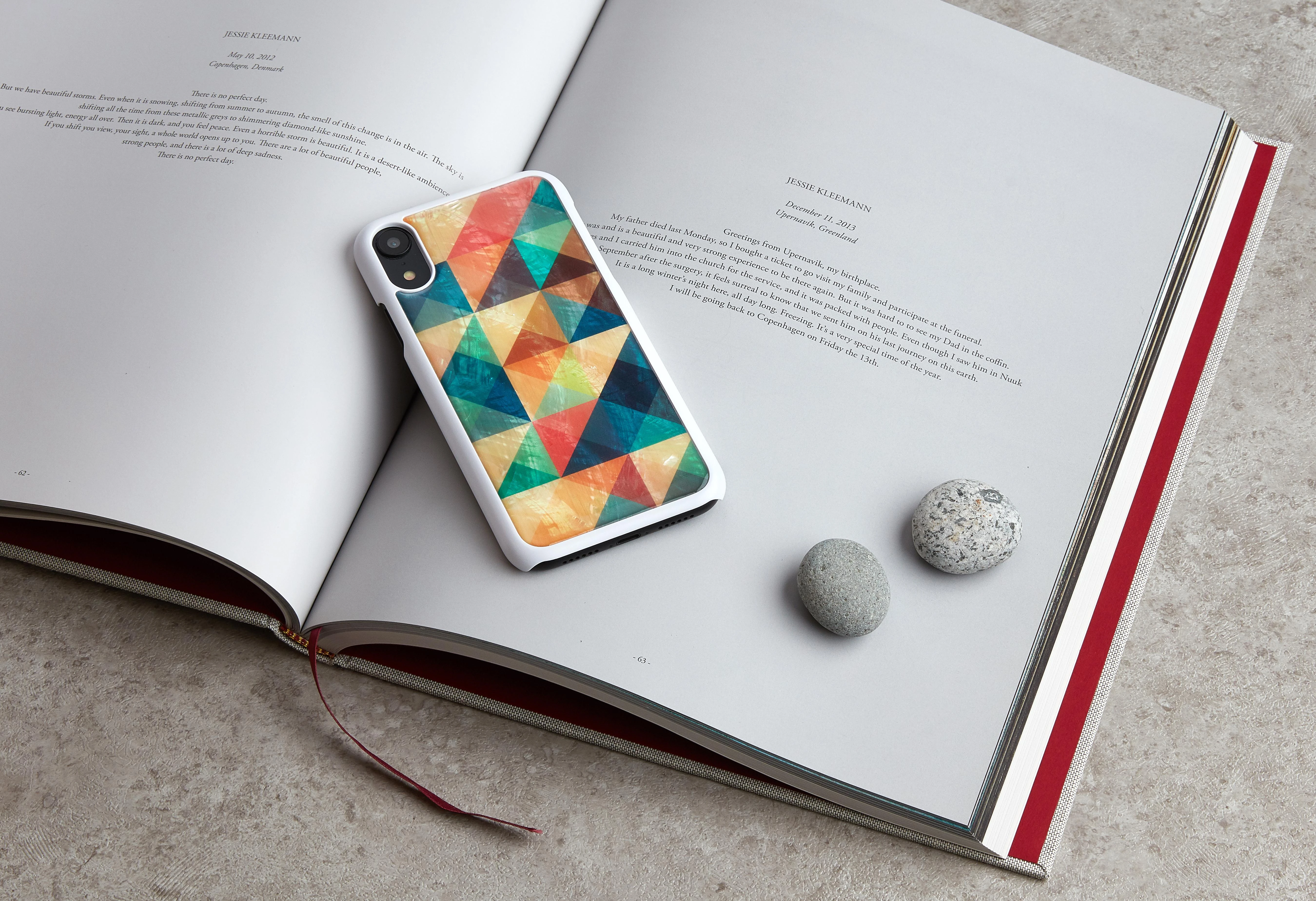 Ikins Telefono dėklas iPhone XR, mozaikinis baltas