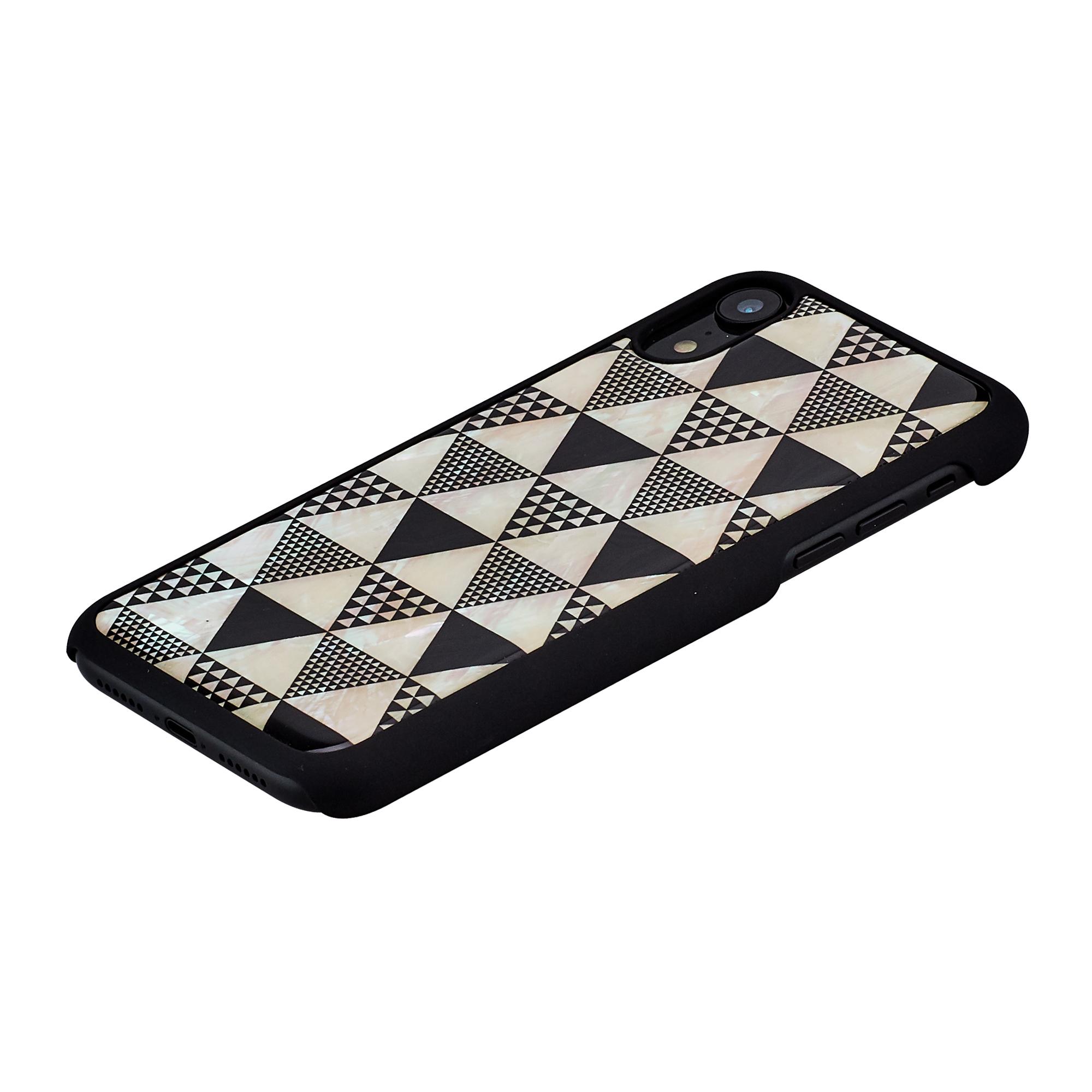 Ikins Juodas telefono dėklas iPhone XR su „Pyramid“ raštu