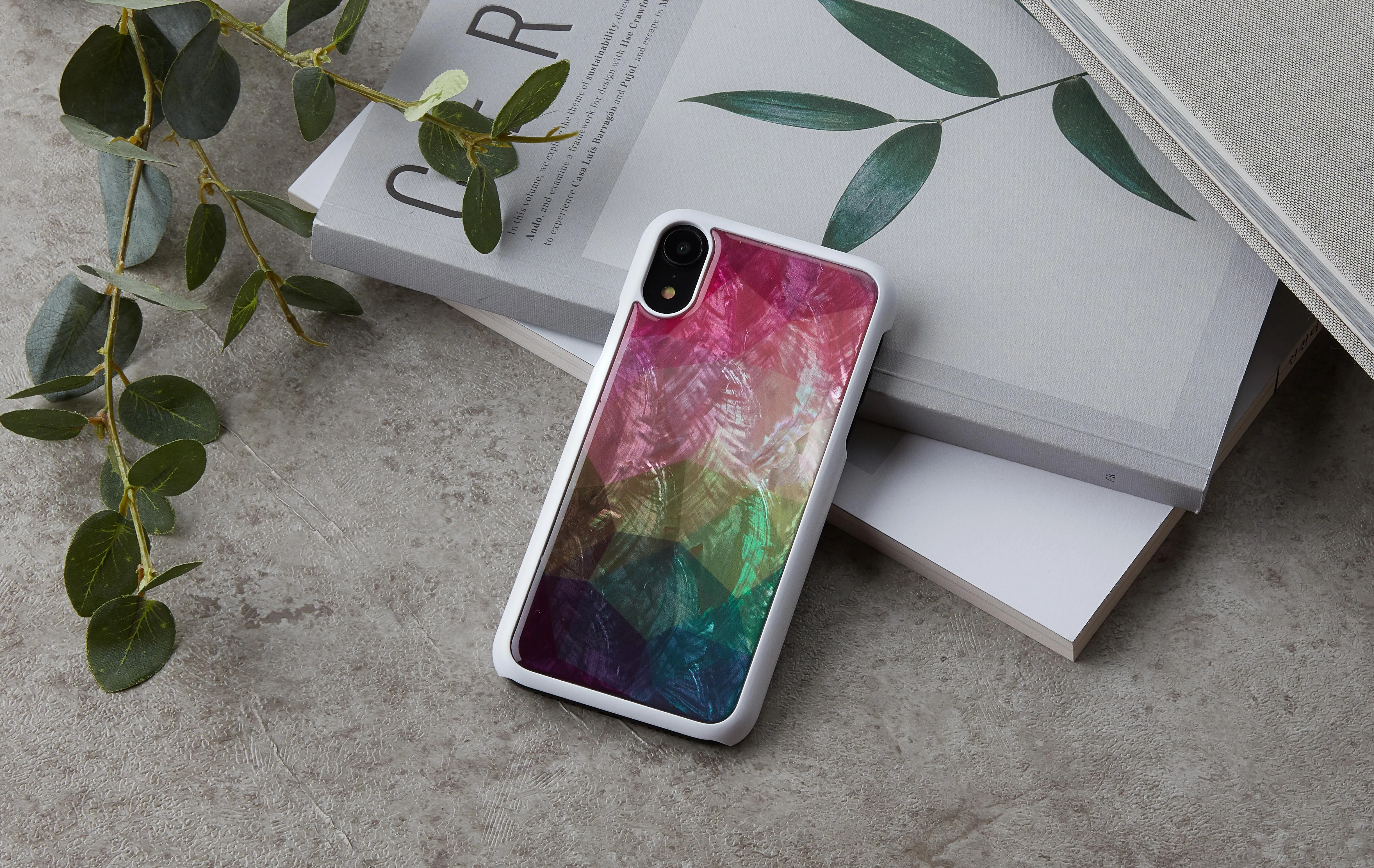 Ikins Baltas telefono dėklas iPhone XR su vandens gėlėmis