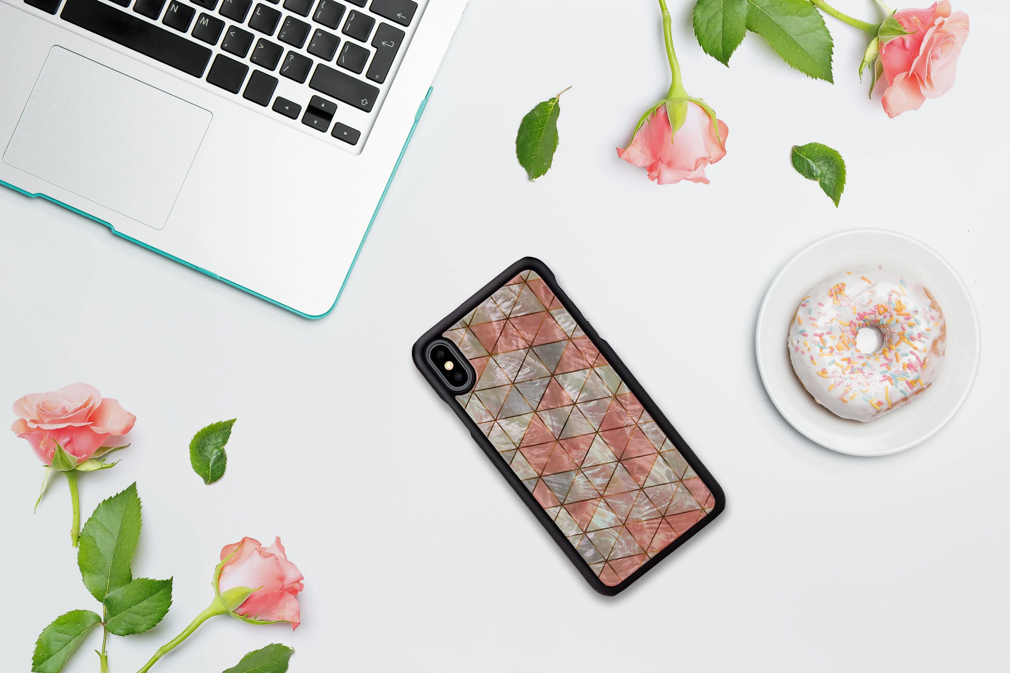 Ikins Telefono dėklas iPhone XS Max, juodas su deimantiniu raštu