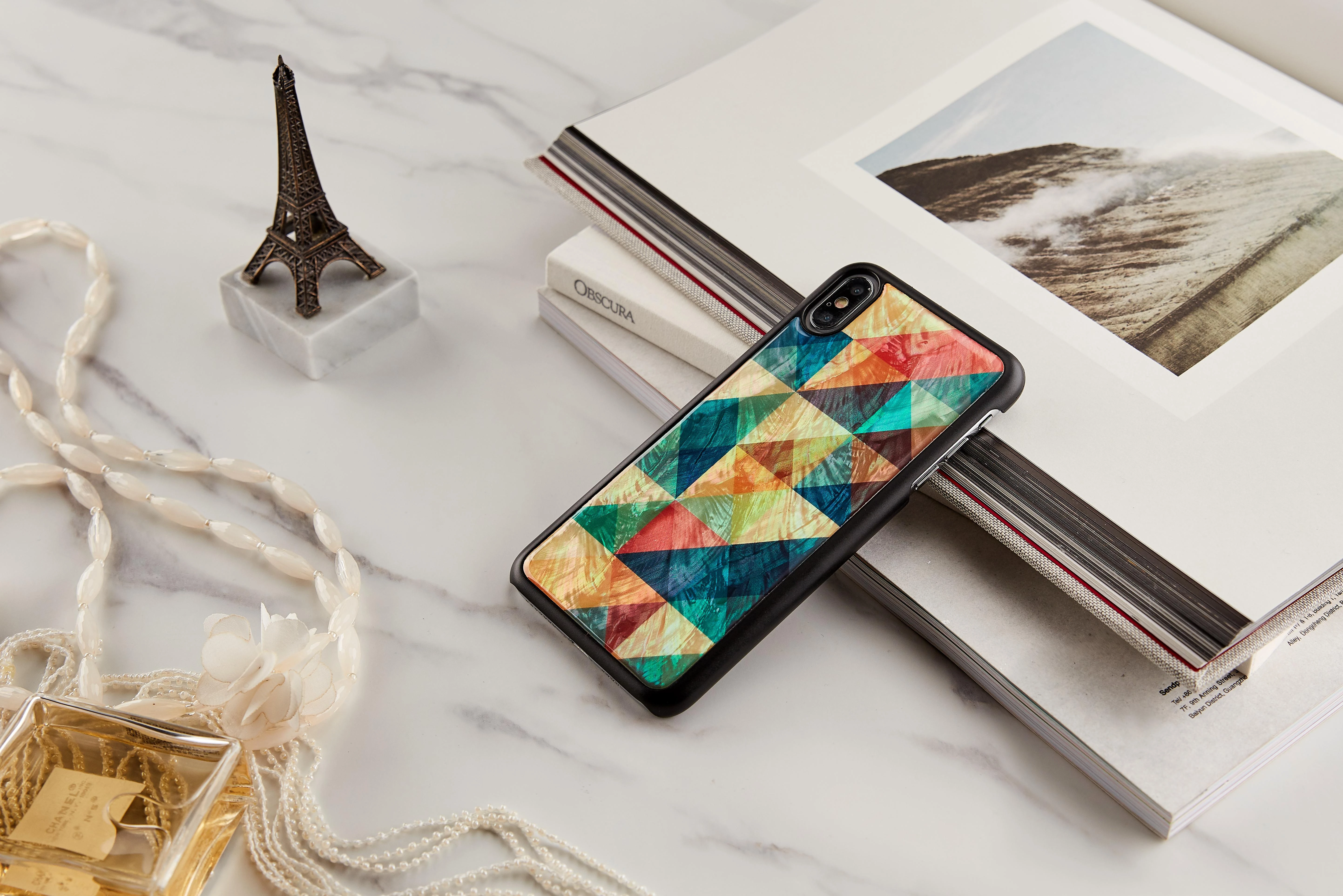 Ikins Telefono dėklas iPhone XS Max, mozaikinis, juodas