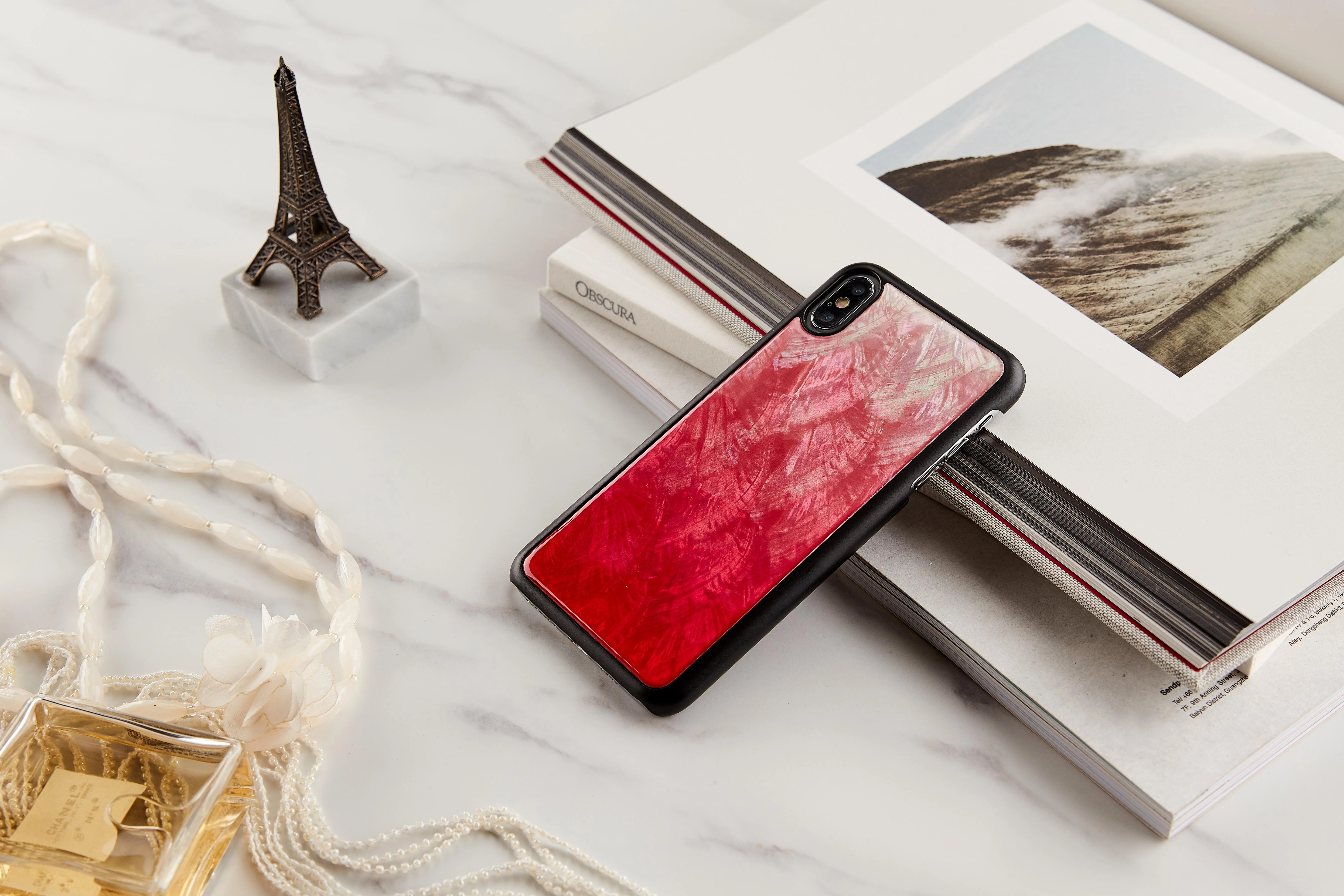 Ikins Telefono dėklas iPhone XS Max, rožinės ir juodos spalvų