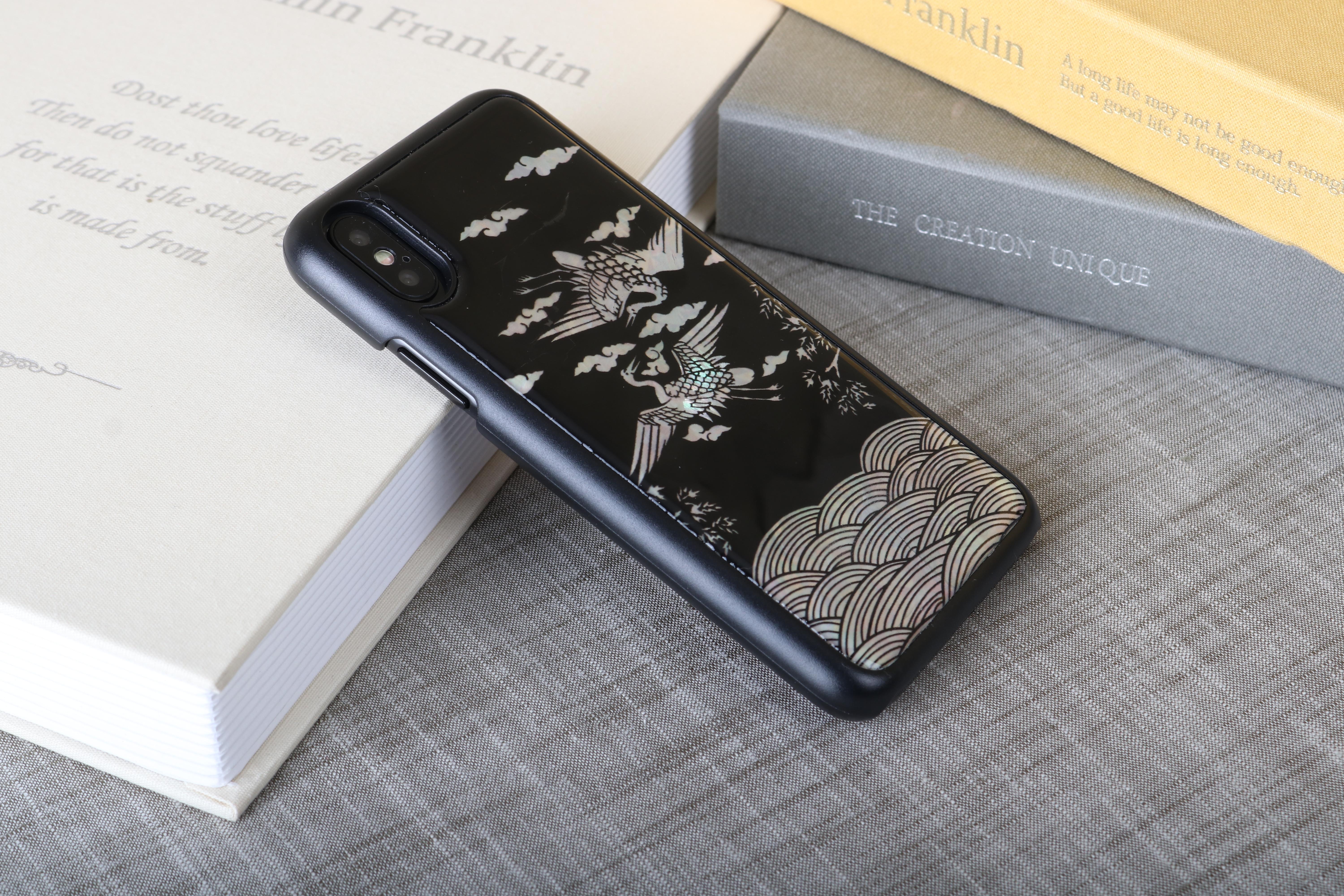 Juodas iPhone XS/S telefono dėklas iKins Crane