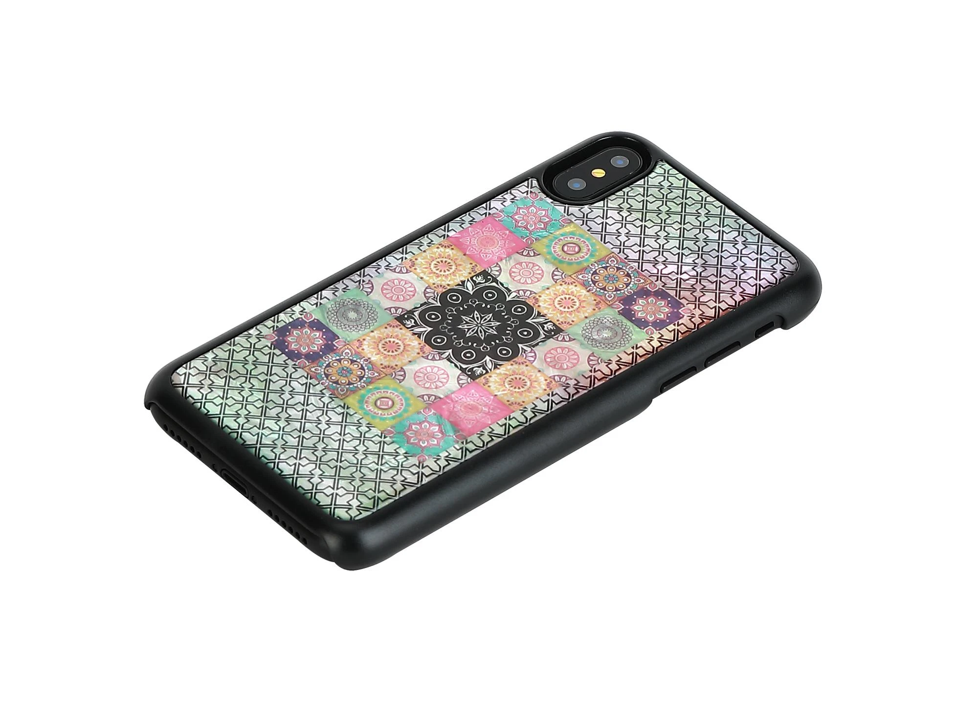 Ikins Telefono dėklas iPhone XS/S, juodas su gėlių raštu