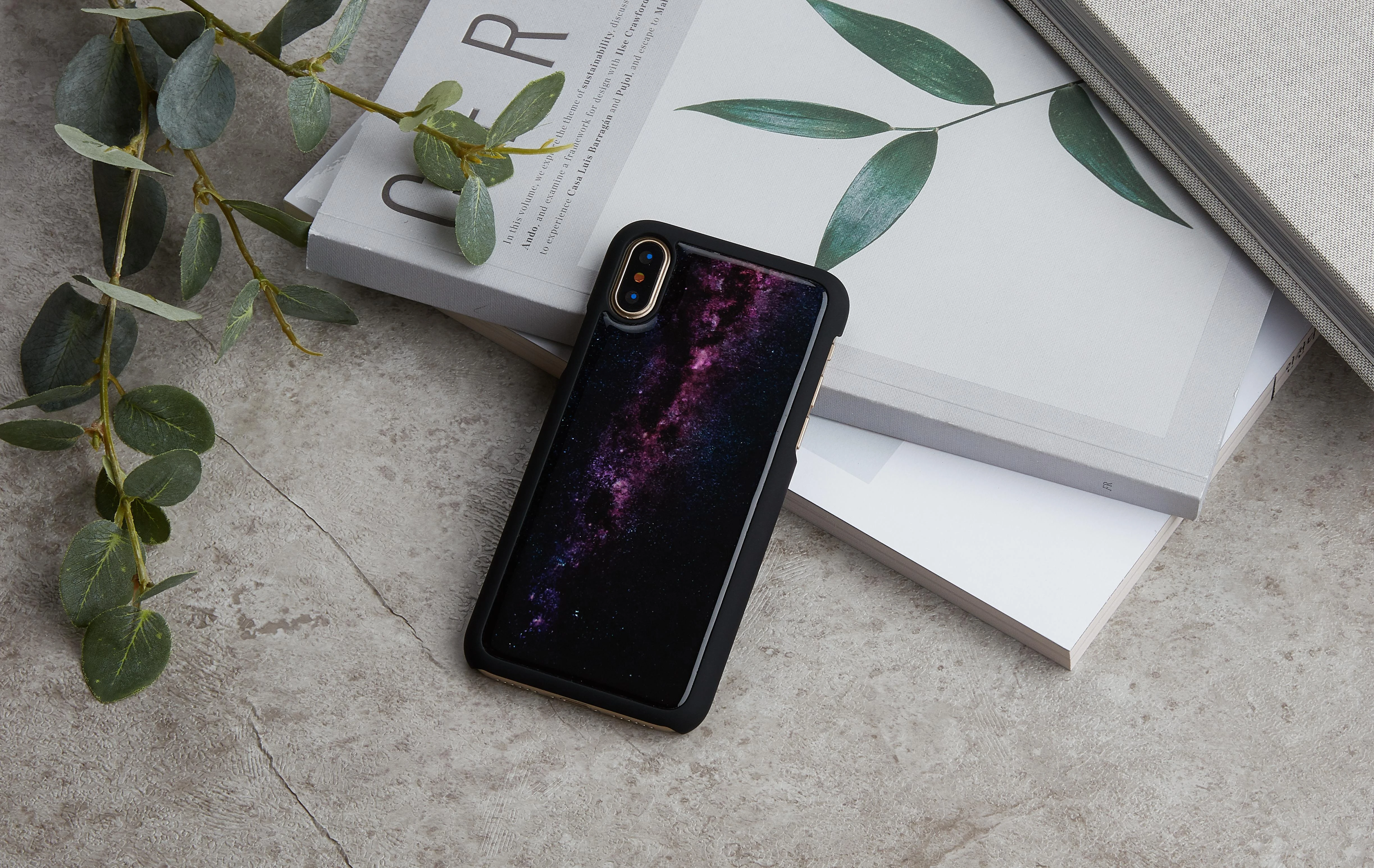 iKins SmartPhone dėklas Apple iPhone XS/S milky way juodos spalvos