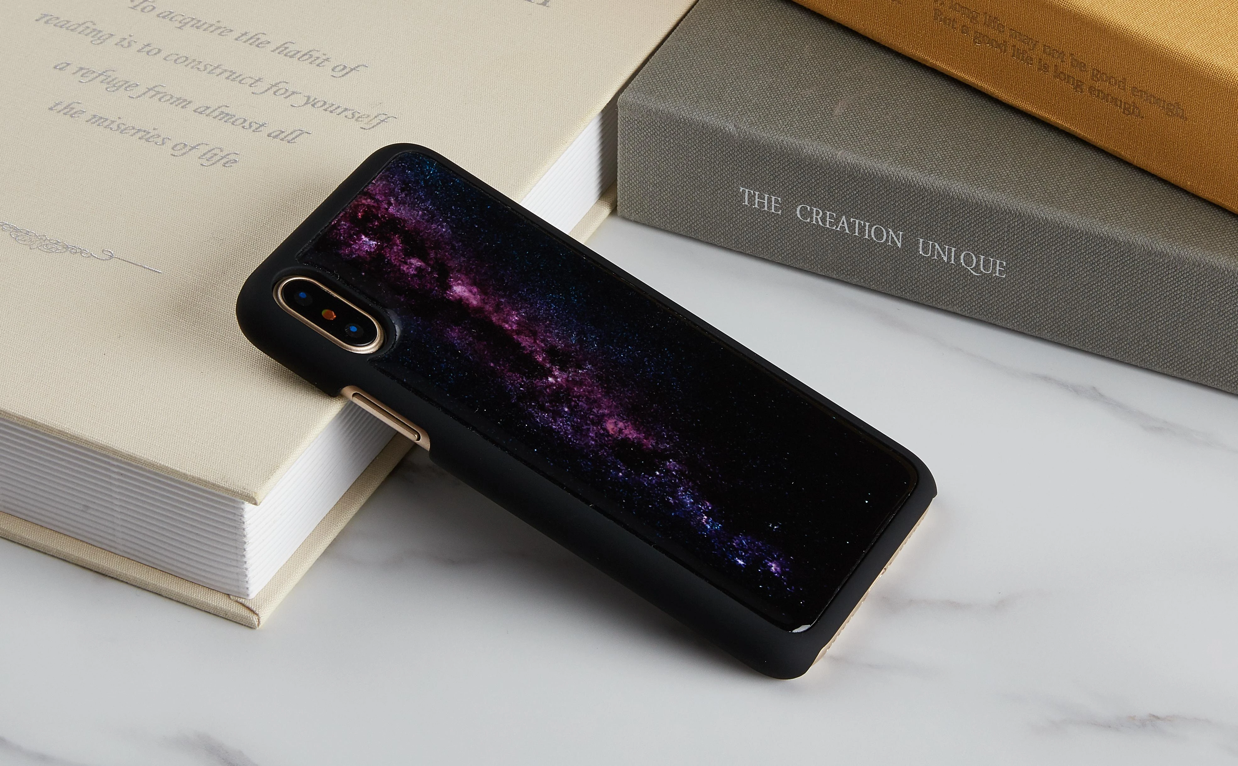 iKins SmartPhone dėklas Apple iPhone XS/S milky way juodos spalvos