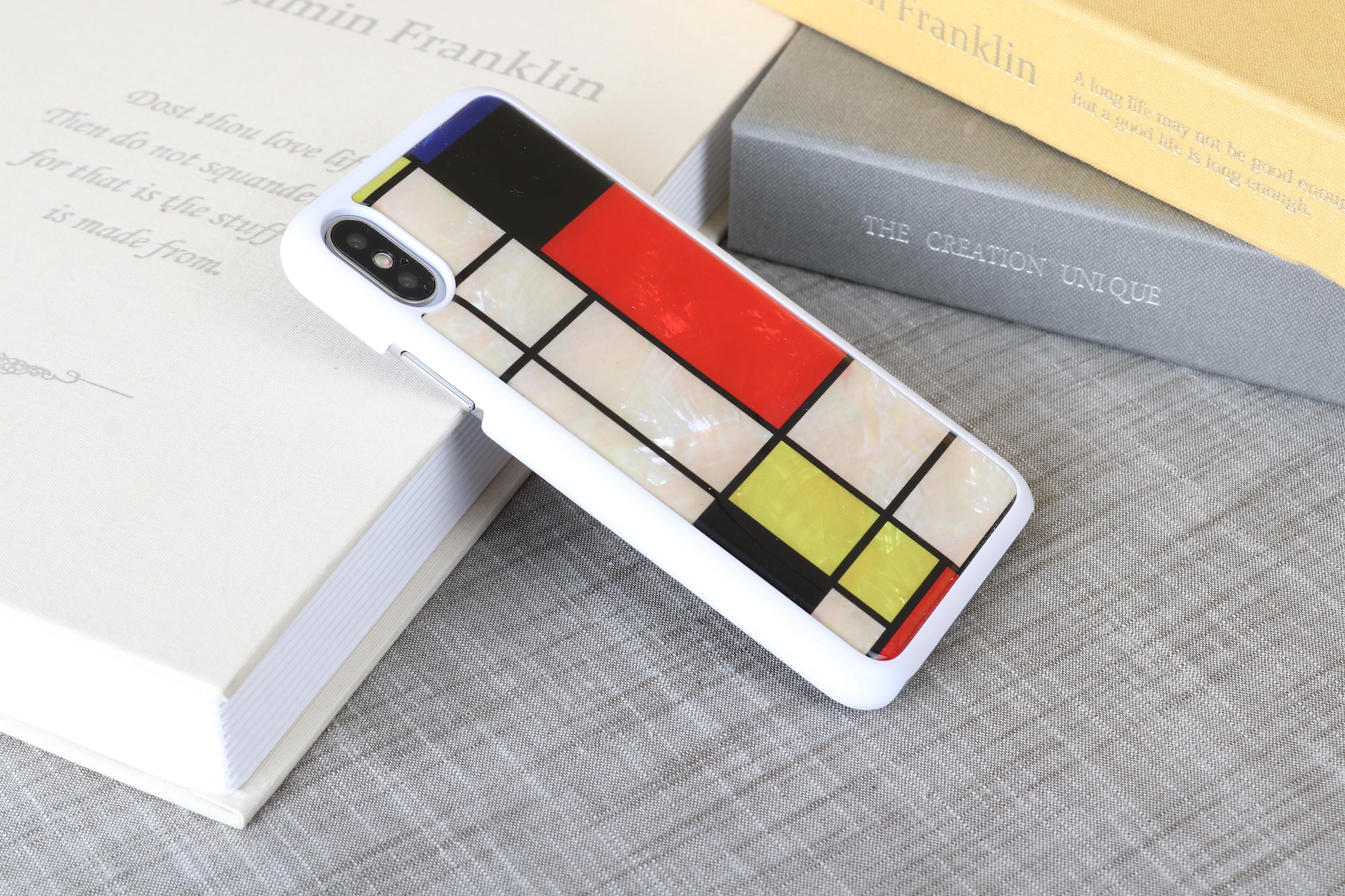 Ikins Telefono dėklas iPhone XS/S, Mondrian Baltas