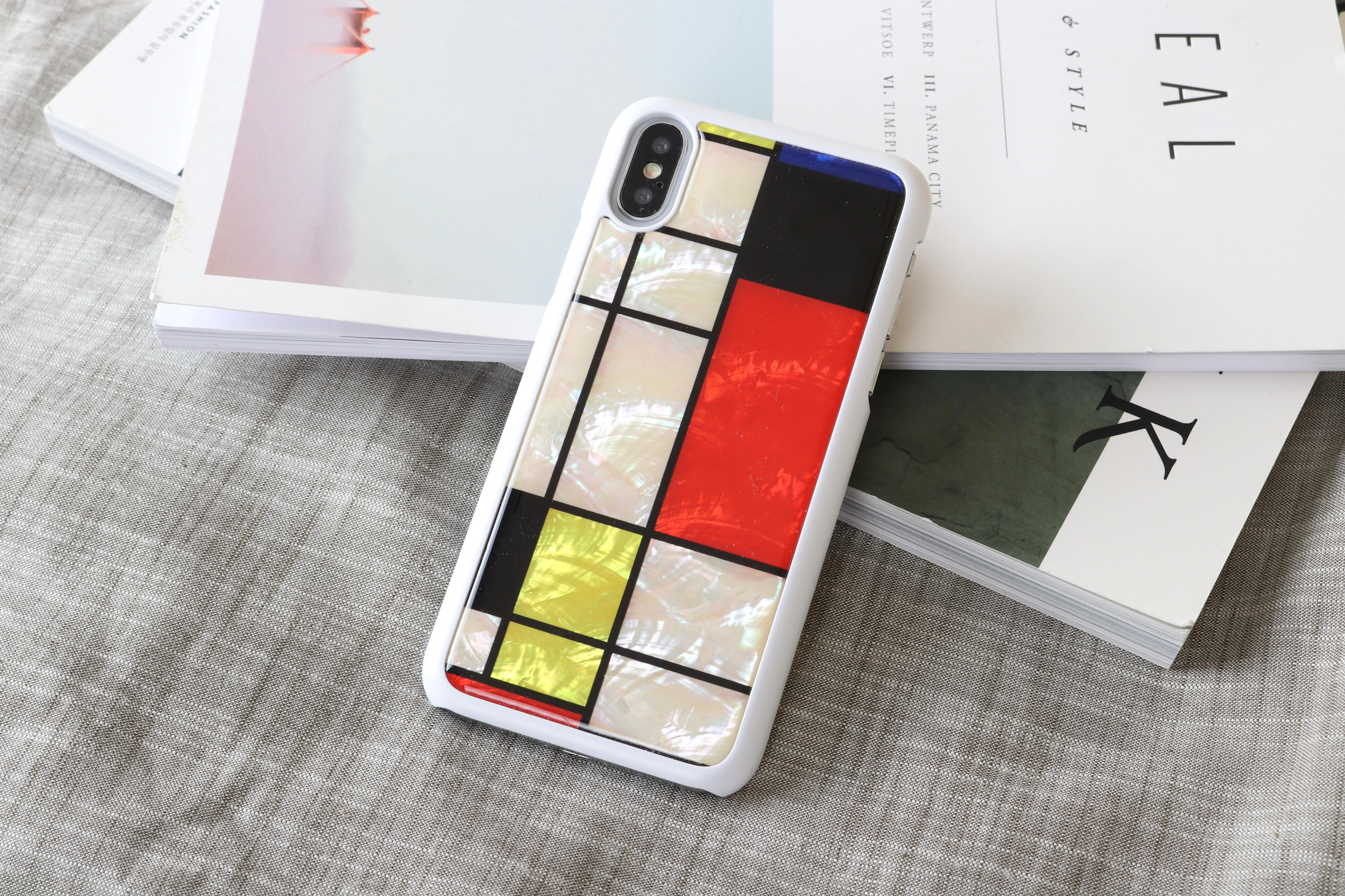Ikins Telefono dėklas iPhone XS/S, Mondrian Baltas