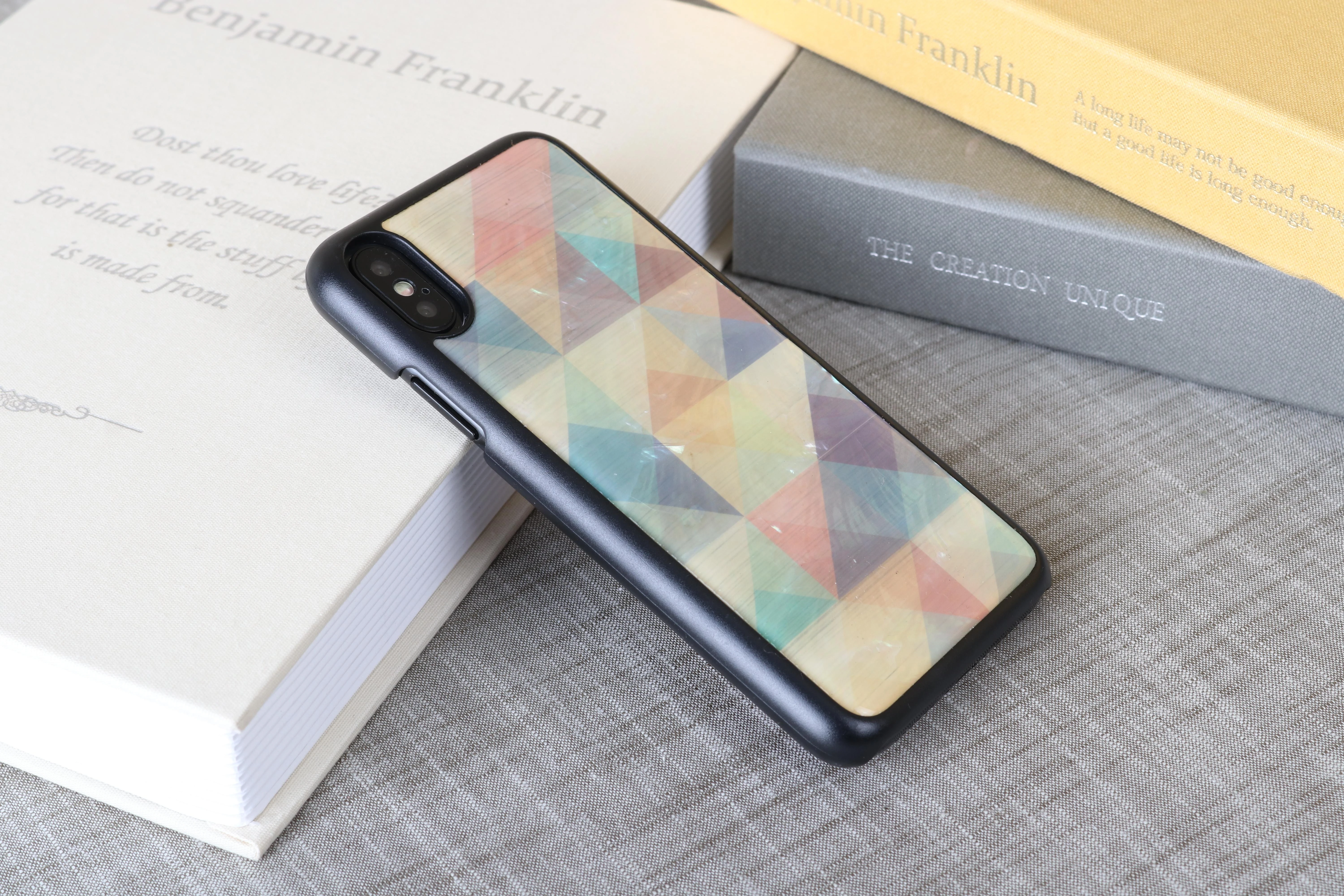 Ikins Telefono dėklas iPhone XS/S, mozaikinis, juodas